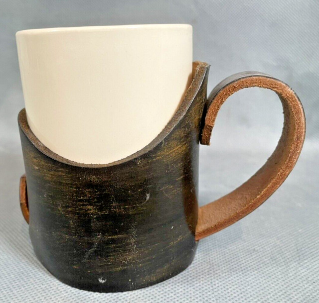 LEEMAN NYC Tuscany Leather Accent Custom Coffee Mugs & Thermos Gift