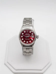 Estate $8000 ROLEX DATEJUST RED MOP Diamond SS Ladies Watch SERVICED - Picture 1 of 8