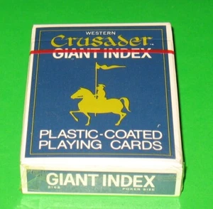 Western Poker Size Crusader Playing Cards Giant Index Linen Sealed Blue Backs - Picture 1 of 2