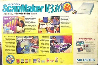  MICROTEK ScanMaker V310 CD-Rom Single-Pass 30-bit Color Flatbed Scanner NIB - Image 1 of 4