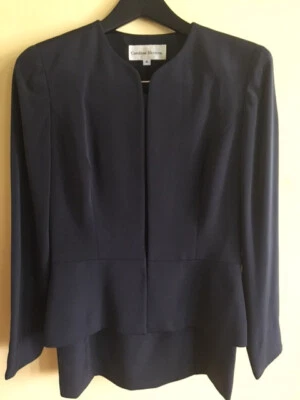 Conjunto Blazer y Falda Carolina Herrera Para Mujer Negro 100% Seda Talla 4 Hecho en EE. UU. Foto 1 de 4
