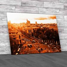 Stunning Cityscape Madrid Spain Orange Canvas Print Large Picture Wall Art