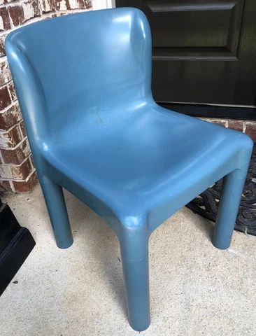 Space age vintage Blue plastic chair by Kartell, model 4875 by Carlo Bartoli Cover