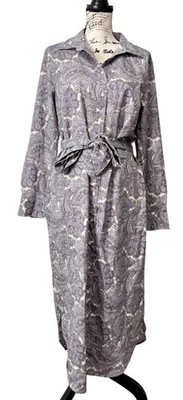 Lauren Ralph Lauren Womens Shirt Dress Maxi Paisley Belted Purple Size 12 - Image 1 of 4