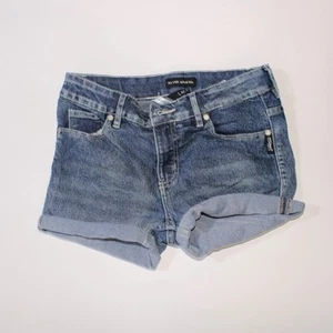 Y2K Silver Jeans Co Lucy Cuffed Denim Shorts With Pocket Embroidery Size 12 - Picture 1 of 5