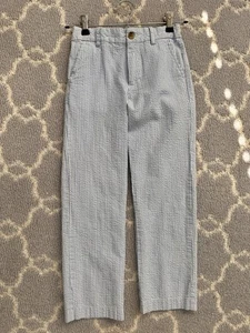 Janie and Jack Boys Size 7 Seersucker Pants Blue White Stripe NWOT - Picture 1 of 4