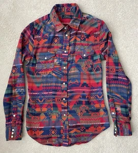 Polo Ralph Lauren Southwestern Aztec Navajo Western Shirt Small S/XS Snap Button - Picture 1 of 6