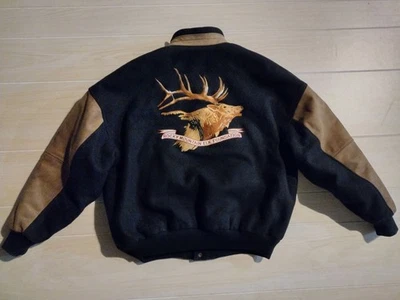 Vtg Rocky Mountain Elk Foundation Embroidered Browning Varsity Jacket XL Canada - Image 1 of 4