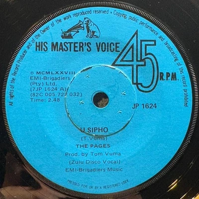 SOUTH AFRICA 45~THE PAGES~U SIPHO / HLONIPHA~1978 HIS MASTER'S VOICE 7~ZULU~HEAR Foto 1 de 3