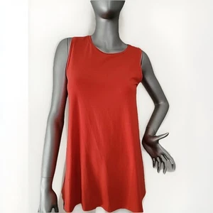 Top lungo girocollo Eileen Fisher taglia XLARGE arancione fiamma NUOVO senza maniche - Foto 1 di 13