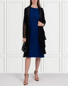 RRP€752 WE ARE LEONE Silk Chiffon Jacket Size M-L Black See Through Ruffle - Picture 1 of 8