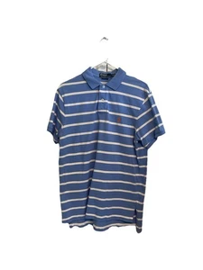 Vintage Ralph Lauren Poloshirt Herren Large blau weiß gestreift Kragen Preppy - Bild 1 von 9