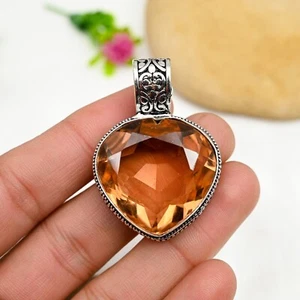 Natural Morganite Gemstone Pendant 925 Sterling Silver Handmade Jewelry For Gift - Picture 1 of 6