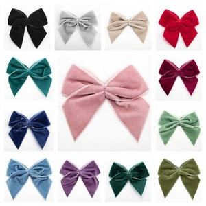 Large Velvet Bows 10cm Wide Self Adhesive Pre Tied 38mm Ribbon Bow Wedding Craft - Picture 1 of 21
