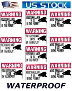 RED WINDOW STICKERS FOR HOME SECURITY SYSTEM CAMERAS BURGLAR ALARM WARNING SIGNS - Picture 1 of 3