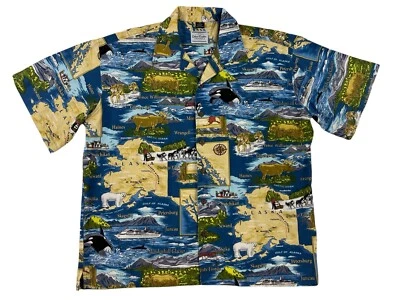 Camisa Hawaiana David Carey Originales Tema Alaska Geografía Talla XL Manga Corta Foto 1 de 4