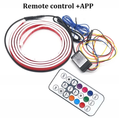 1.8M Car RGB LED DRL Running Lights Strip APP Turn Signal Stream Headlight Lamp - Image 1 of 4