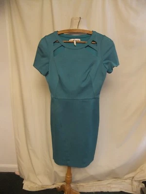 Ladies Dress Halston Heritage size 4, bust 32", turquoise, fitted, cutouts 2078 — 第 1/4 张图片