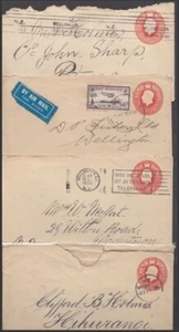 NEW ZEALAND 1912-35 KGV POSTAL STATIONERY 1d. ENVELOPES (x4) USED (ID:30/D49084) - Picture 1 of 1