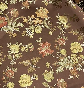 Brown Floral Multicolor Upholstery Jacquard Brocade Fabric 54” Wide Sold By Yard - Picture 1 of 8