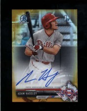 ADAM HASELEY 2017 BOWMAN CHROME ROOKIE GOLD REFRACTOR AUTO RC #17/50 BD5240