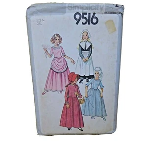 Simplicity 9516 Prärie 18. & 19. Jahrhundert Kostüm Schnittmuster Kind 14 NEU - Bild 1 von 3