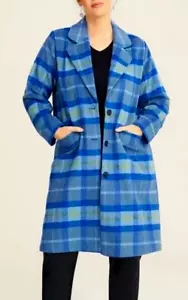 TS TAKING SHAPE plus size M / 20 Wool Blend Check Coat cobalt warm NWT rrp$300! - Picture 1 of 5