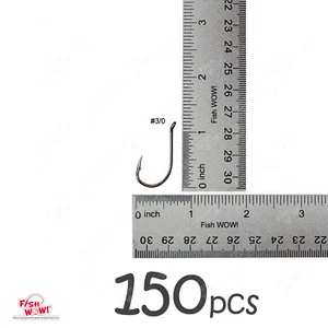 150 un. Pescado WOW!® 3/0 Pesca 2x Fuerte J Pulpo Gancho Hi-carbono Negro Níquel - Imagen 1 de 4