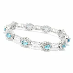 "Brazalete de circón blanco y circón azul plata esterlina Mehers 7,5"" u 8,25" - Imagen 1 de 3