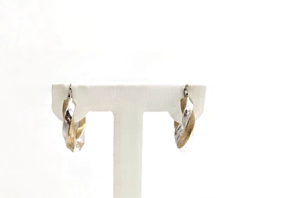 14K Gold Two Tone  Earrings, 3/4" Diameter - Image 1 of 4