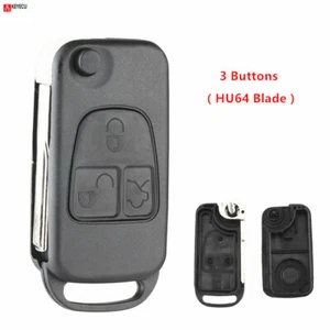 Funda Carcasa Llave Inflading Abatible Apta para Mercedes Benz ML C CL S Clase HU64 3 Botones - Imagen 1 de 3