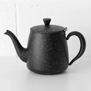 Black 1 Litre Teapot Stainless Steel 35oz Granite Effect Tea Serving Pourer Pot - Picture 1 of 6
