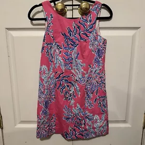 Lilly Pulitzer Cathy Shift Dress Samba Coral Print Capri Pink size 2 Beach Vaca - Picture 1 of 6