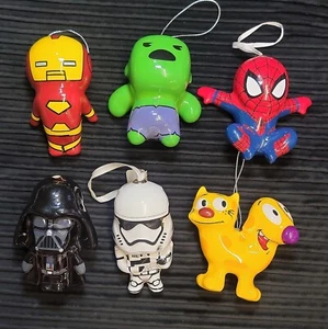 Lot of 6 Hallmark Ornaments Marvel Star Wars Nickelodeon Decoupage - Picture 1 of 14