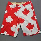 Loudmouth Shorts Mens 32x11 Canada Maple Leaf All Over Print Logo Golf Chino