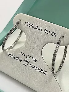 ECHT DIAMANT 925 STERLING SILBER DAMEN DESIGNER CREOLEN NEU Big Sale - Bild 1 von 12