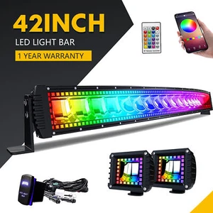 42inch 240W Curved RGB LED Work Light Bar Offroad Driving Lamp For Jeep SUV ATV - Bild 1 von 10