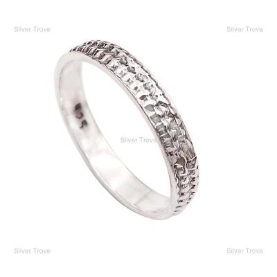 Band Ring Size 925 Solid Sterling Silver Handmade Indian Jewelry - Image 1 of 4