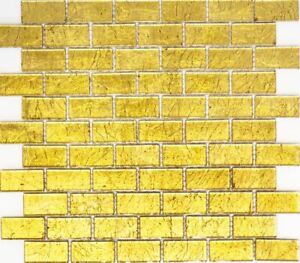 Glasmosaik gold Struktur Fliese Bad Sauna WC Küchenrückwand 120-0744_f |10Matten