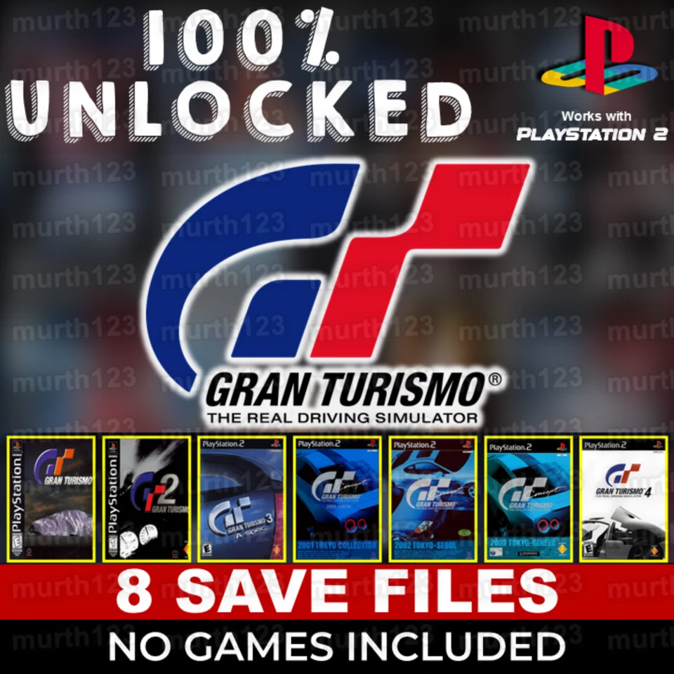 GRAN TURISMO 1 2 3 4 | MEMORY CARD SAVES | 100% Unlock! All Cars! Tracks PS1 PS2 - Image 1 of 4