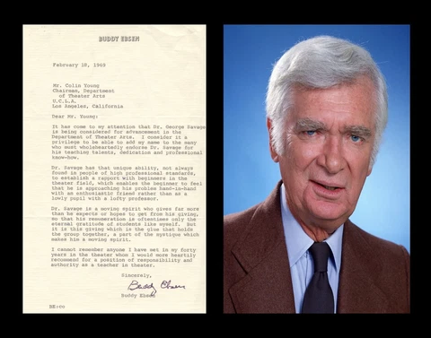 Buddy Ebsen Autographed Signed TYPED LETTER Cover