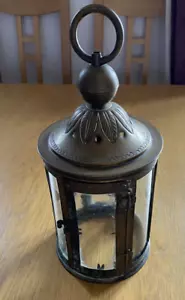 Antique Victorian? Brass Hanging Lantern Brass and Glass - Picture 1 of 10