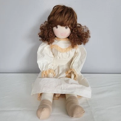 Muñeca de tela de trapo para niña muñecas de colección de Pauline cabello castaño ojos marrones 18" de alto  Foto 1 de 4