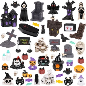 48Pcs Halloween Mini Resin Figurines for Crafts, Miniature Skull Ghost Pumpkin - Picture 1 of 12