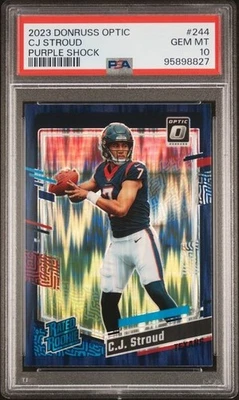 CJ Stroud 2023 Panini Donruss Optic Purple Shock Prizm RC PSA 10 Texans - Image 1 of 2