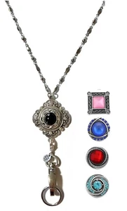 Druckknopf austauschbares Schlüsselband, Damen Edelstahl Kette Ausweis Abzeichen... - Bild 1 von 6