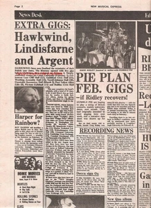 HAWKWIND HUMBLE PIE ROY HARPER 'news' 1975 ARTICLE / clipping - Imagen 1 de 1