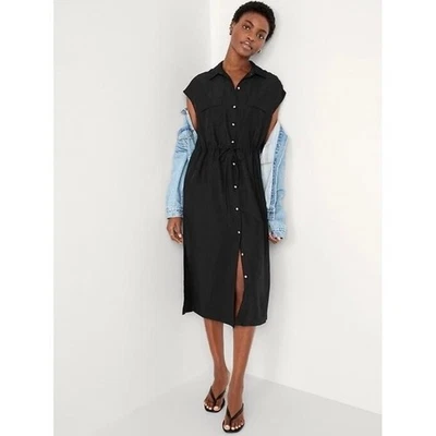 Old Navy Short Sleeve Double Pocket Black Waist Defined Dress-XS NWT - Image 1 of 4