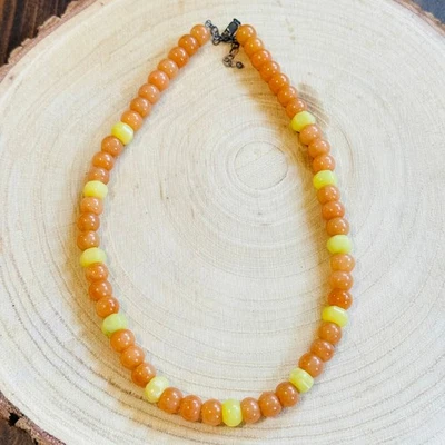 Collar AIL Aluma QVC Melocotón Aventurina Serpentina Cuentas Esterlina 925 20" Foto 1 de 4