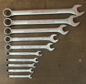 Vintage Craftsman Combination Wrenches SAE 1/4" - 1" =V= Series 10 Pcs. - Picture 1 of 10